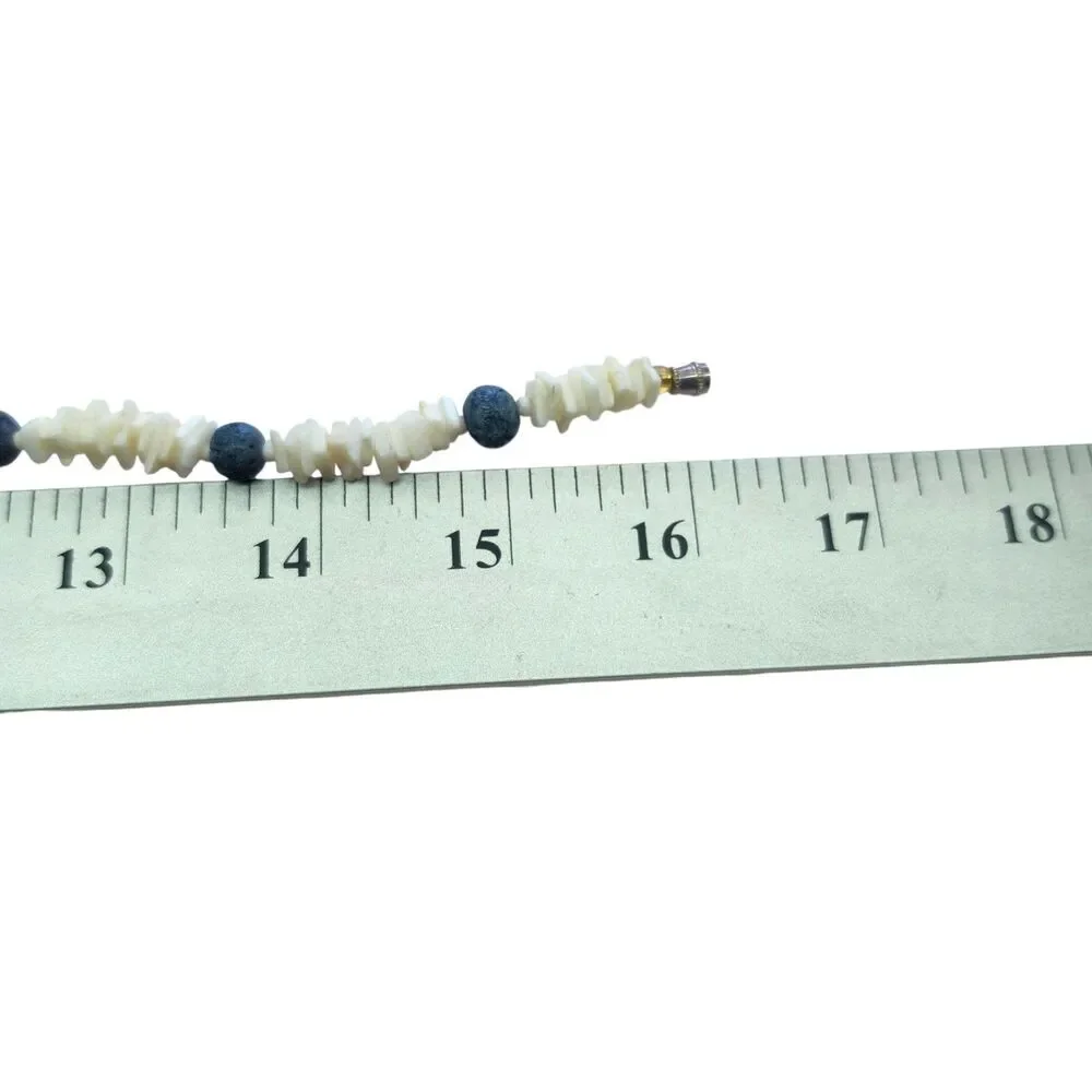 Puka Shell Necklace Unisex White Blue Barrel Clasp16